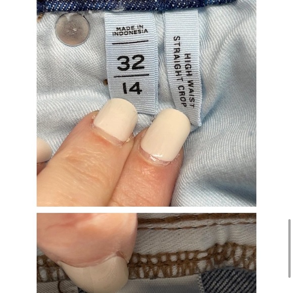 Loft Jeans Womens 14 Blue High Waist Straight Crop Raw Hem Stretch Medium Wash - Picture 10 of 12